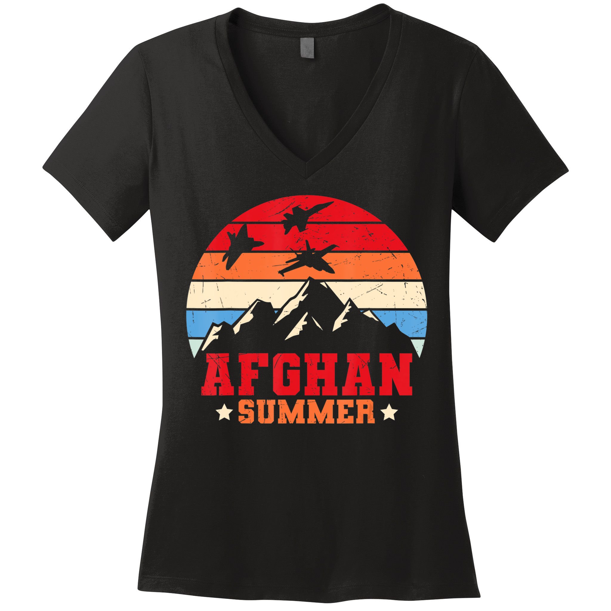 Afghanistan Veteran Proud Army US Military Women's V-Neck T-Shirt