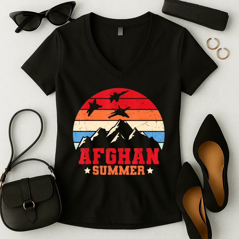 Afghanistan Veteran Proud Army US Military Women's V-Neck T-Shirt