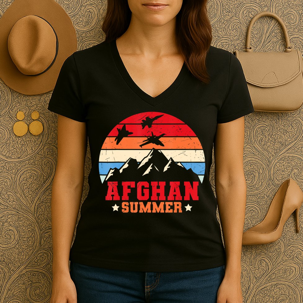 Afghanistan Veteran Proud Army US Military Women's V-Neck T-Shirt