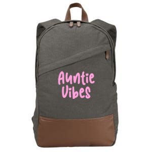 Auntie Vibes Quote Cute Pink Heart Aunt Pride Gift Funny Gift Cotton Canvas Backpack