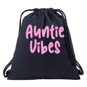 Auntie Vibes Quote Cute Pink Heart Aunt Pride Gift Funny Gift Drawstring Bag