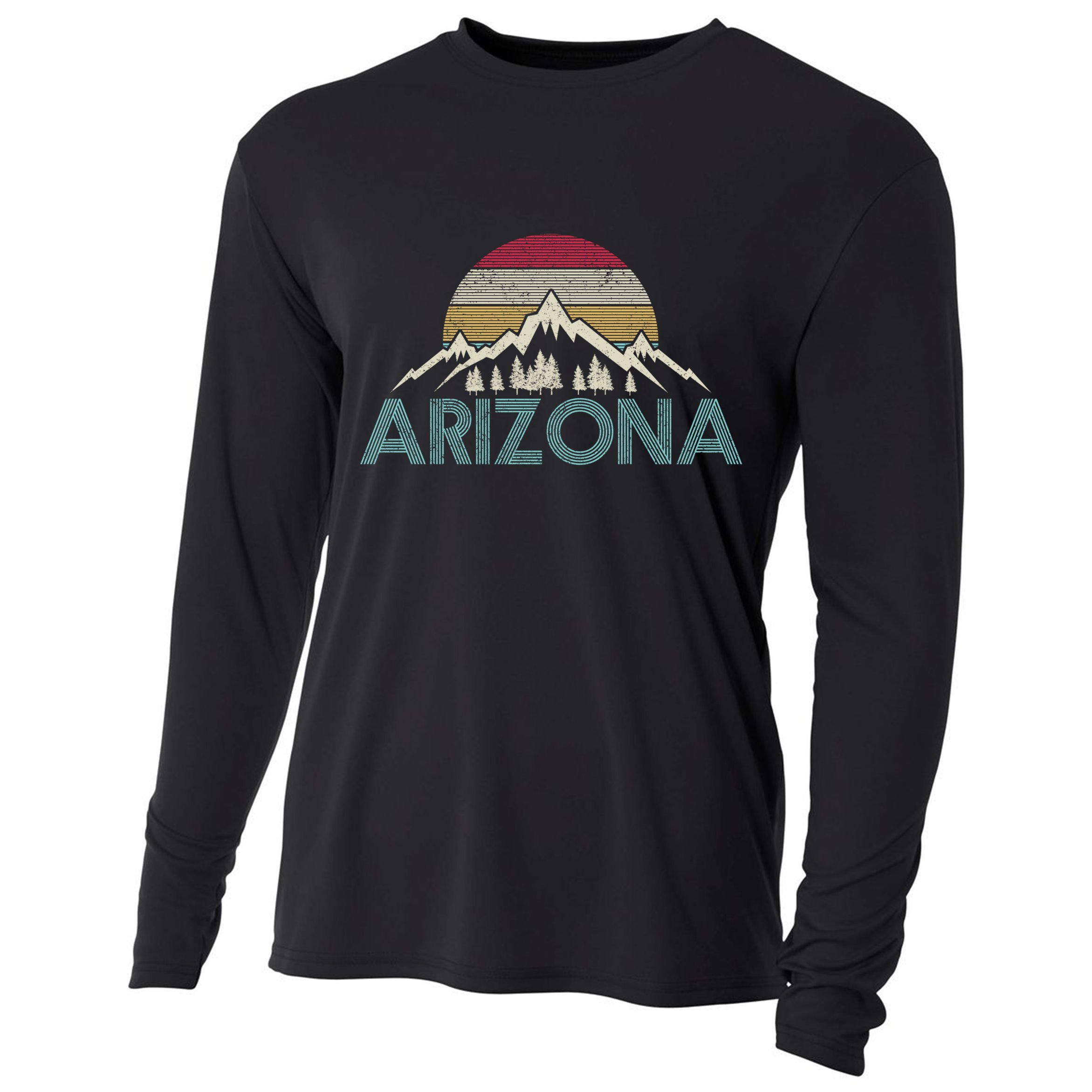 Arizona Vintage Retro Mountains Nature Hiking Souvenir Gift Cooling Performance Long Sleeve Crew