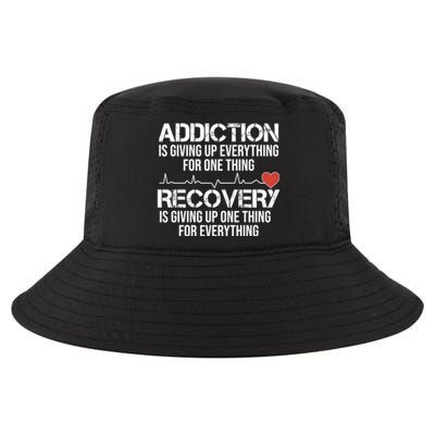 Addiction Vs Recovery Aa Na Heartbeat Clean Sober Life Cute Gift Cool Comfort Performance Bucket Hat