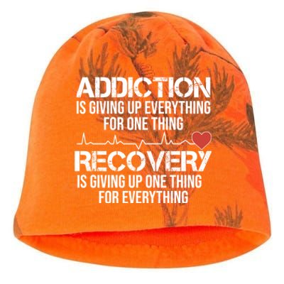 Addiction Vs Recovery Aa Na Heartbeat Clean Sober Life Cute Gift Kati - Camo Knit Beanie