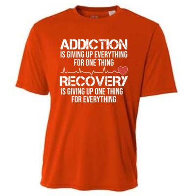 Addiction Vs Recovery Aa Na Heartbeat Clean Sober Life Gift Cooling Performance Crew T-Shirt