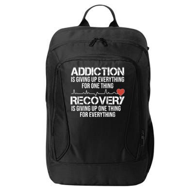 Addiction Vs Recovery Aa Na Heartbeat Clean Sober Life Gift City Backpack