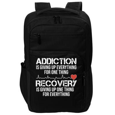 Addiction Vs Recovery Aa Na Heartbeat Clean Sober Life Gift Impact Tech Backpack