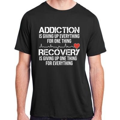 Addiction Vs Recovery Aa Na Heartbeat Clean Sober Life Gift Adult ChromaSoft Performance T-Shirt