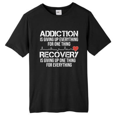 Addiction Vs Recovery Aa Na Heartbeat Clean Sober Life Gift Tall Fusion ChromaSoft Performance T-Shirt