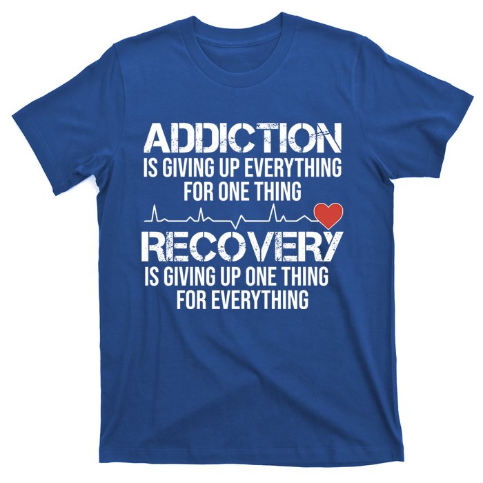 Addiction Vs Recovery Aa Na Heartbeat Clean Sober Life Gift T-Shirt