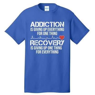 Addiction Vs Recovery Aa Na Heartbeat Clean Sober Life Gift Tall T-Shirt