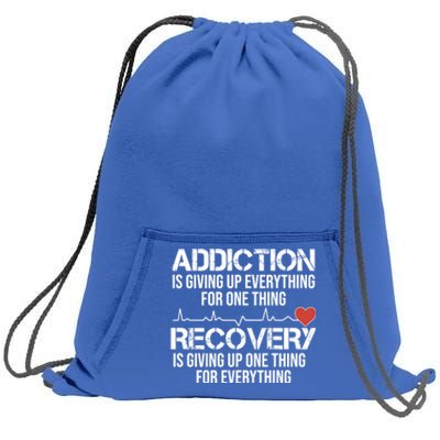 Addiction Vs Recovery Aa Na Heartbeat Clean Sober Life Gift Sweatshirt Cinch Pack Bag