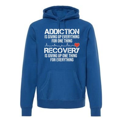 Addiction Vs Recovery Aa Na Heartbeat Clean Sober Life Gift Premium Hoodie