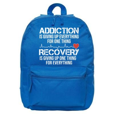 Addiction Vs Recovery Aa Na Heartbeat Clean Sober Life Gift 16 in Basic Backpack