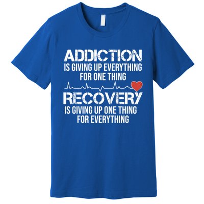 Addiction Vs Recovery Aa Na Heartbeat Clean Sober Life Gift Premium T-Shirt