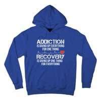 Addiction Vs Recovery Aa Na Heartbeat Clean Sober Life Gift Tall Hoodie