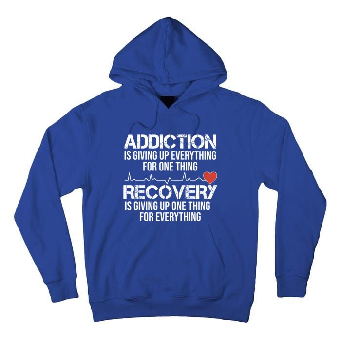 Addiction Vs Recovery Aa Na Heartbeat Clean Sober Life Gift Tall Hoodie