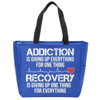 Addiction Vs Recovery Aa Na Heartbeat Clean Sober Life Gift Zip Tote Bag