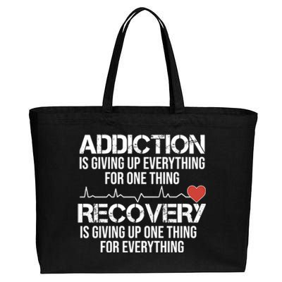 Addiction Vs Recovery Aa Na Heartbeat Clean Sober Life Gift Cotton Canvas Jumbo Tote