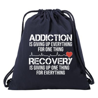 Addiction Vs Recovery Aa Na Heartbeat Clean Sober Life Gift Drawstring Bag