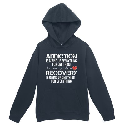 Addiction Vs Recovery Aa Na Heartbeat Clean Sober Life Gift Urban Pullover Hoodie