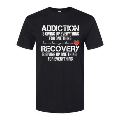 Addiction Vs Recovery Aa Na Heartbeat Clean Sober Life Gift Softstyle® CVC T-Shirt