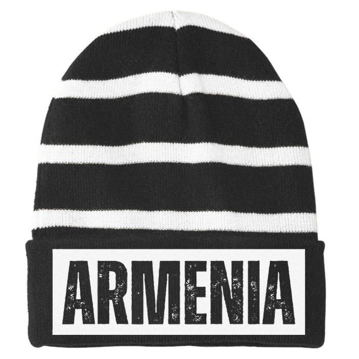 Armenia Vintage Retro Souvenirs Striped Beanie with Solid Band