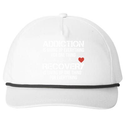 Addiction Vs Recovery Aa Na Heartbeat Clean Sober Life Funny Gift Snapback Five-Panel Rope Hat