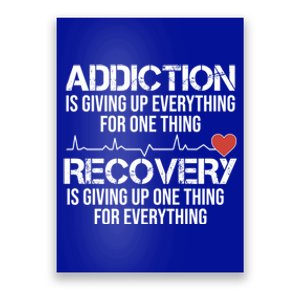 Addiction Vs Recovery Aa Na Heartbeat Clean Sober Life Funny Gift Poster