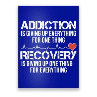 Addiction Vs Recovery Aa Na Heartbeat Clean Sober Life Funny Gift Poster