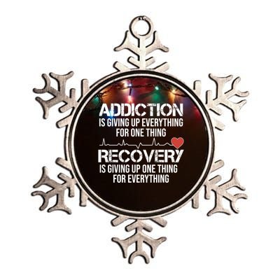 Addiction Vs Recovery Aa Na Heartbeat Clean Sober Life Funny Gift Metallic Star Ornament