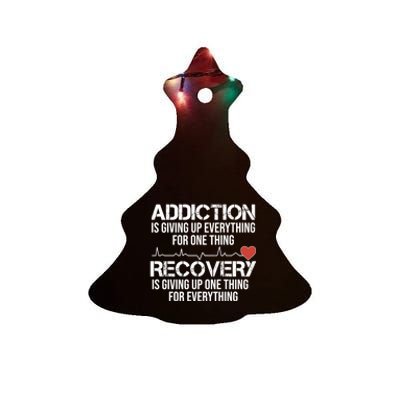 Addiction Vs Recovery Aa Na Heartbeat Clean Sober Life Funny Gift Ceramic Tree Ornament