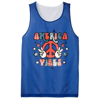 America Vibes Retro Distressed 4th Of July Vintage Graphic Gift Mesh Reversible Basketball Jersey Tank