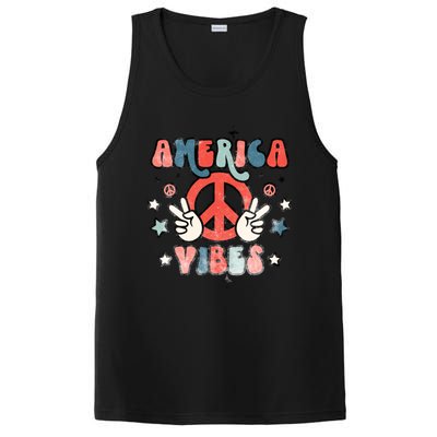 America Vibes Retro Distressed 4th Of July Vintage Graphic Cute Gift PosiCharge Competitor Tank