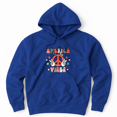 America Vibes Retro Distressed 4th Of July Vintage Graphic Cute Gift Hoodie