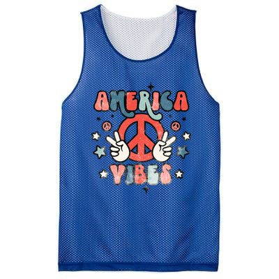 America Vibes Retro Distressed 4th Of July Vintage Graphic Cute Gift Mesh Reversible Basketball Jersey Tank