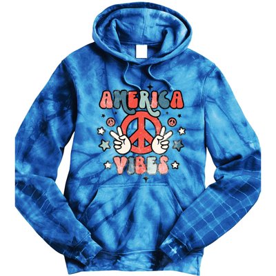 America Vibes Retro Distressed 4th Of July Vintage Graphic Cute Gift Tie Dye Hoodie