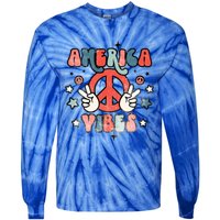 America Vibes Retro Distressed 4th Of July Vintage Graphic Cute Gift Tie-Dye Long Sleeve Shirt