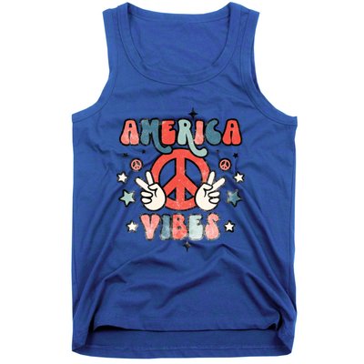 America Vibes Retro Distressed 4th Of July Vintage Graphic Cute Gift Tank Top