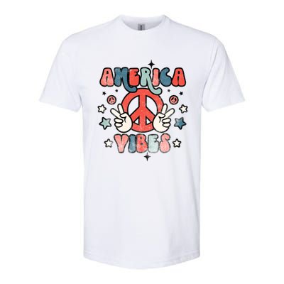 America Vibes Retro Distressed 4th Of July Vintage Graphic Cute Gift Softstyle CVC T-Shirt