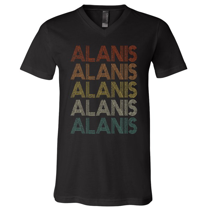 Alanis Vintage Retro V-Neck T-Shirt