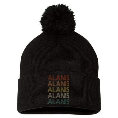 Alanis Vintage Retro Pom Pom 12in Knit Beanie