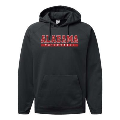 Alabama Volleyball Red Vintage Text Performance Fleece Hoodie