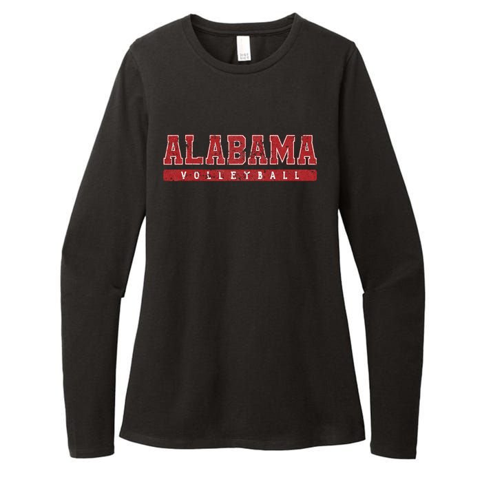 Alabama Volleyball Red Vintage Text Womens CVC Long Sleeve Shirt