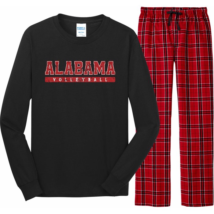 Alabama Volleyball Red Vintage Text Long Sleeve Pajama Set