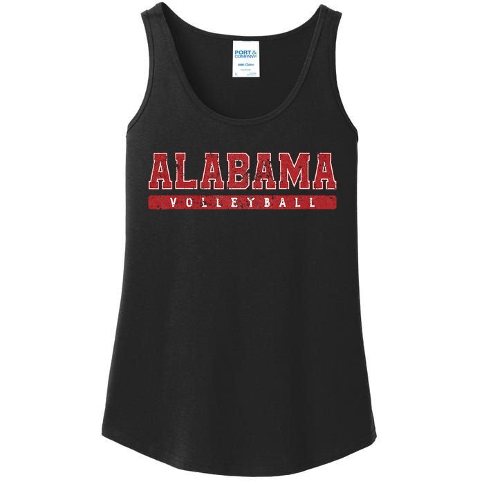 Alabama Volleyball Red Vintage Text Ladies Essential Tank