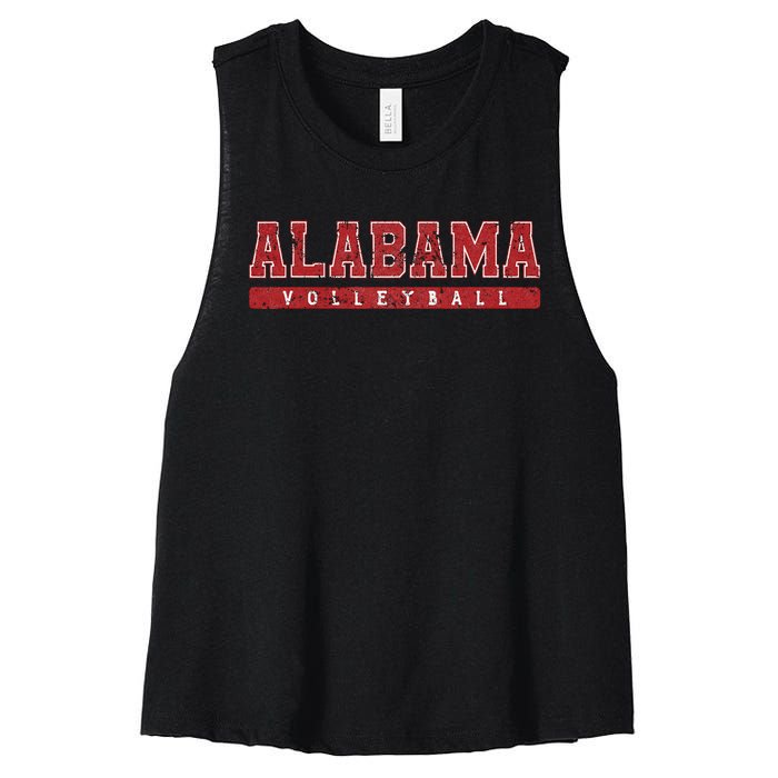 Alabama Volleyball Red Vintage Text Women's Racerback Cropped Tank