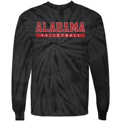 Alabama Volleyball Red Vintage Text Tie-Dye Long Sleeve Shirt