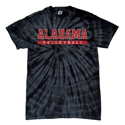 Alabama Volleyball Red Vintage Text Tie-Dye T-Shirt