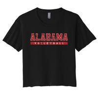 Alabama Volleyball Red Vintage Text Women's Crop Top Tee